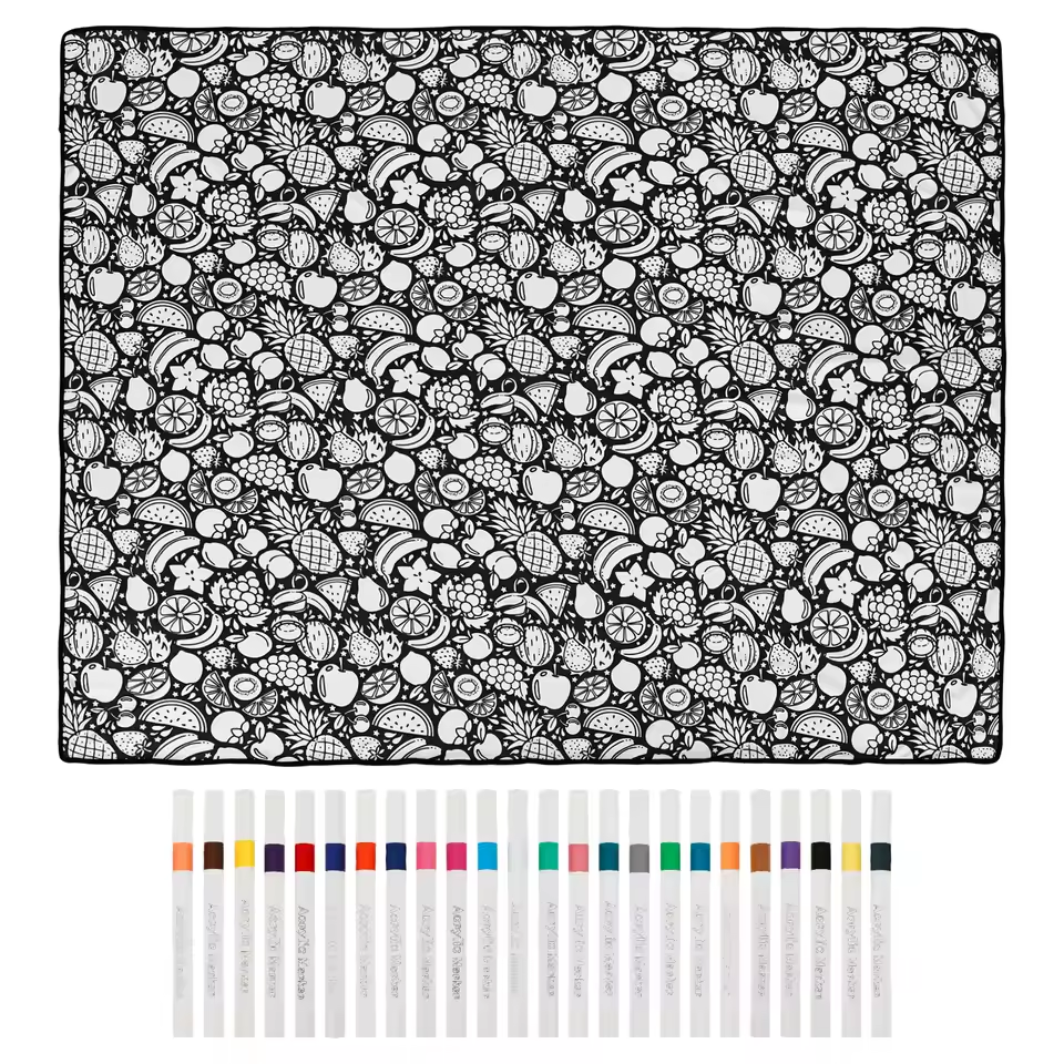 Coperta da colorare Frutta distesa con i 24 pennarelli